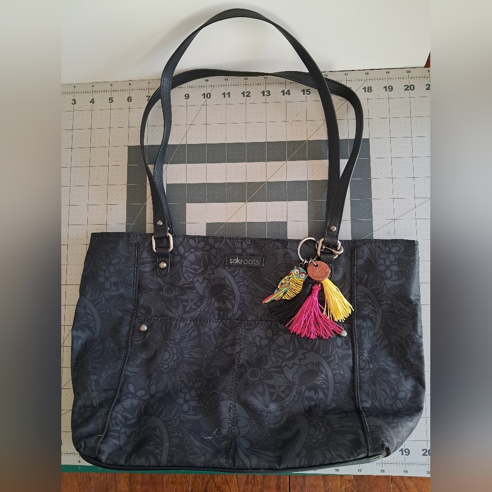 Sakroots Charcoal Tote with Owl Tassel - Preowned
